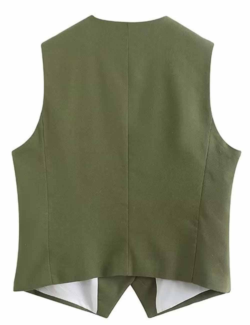 Sweetkama - Wholesale Suit Vest - Women's - Ladies Solid Color Sleeveless Button Cami K277883