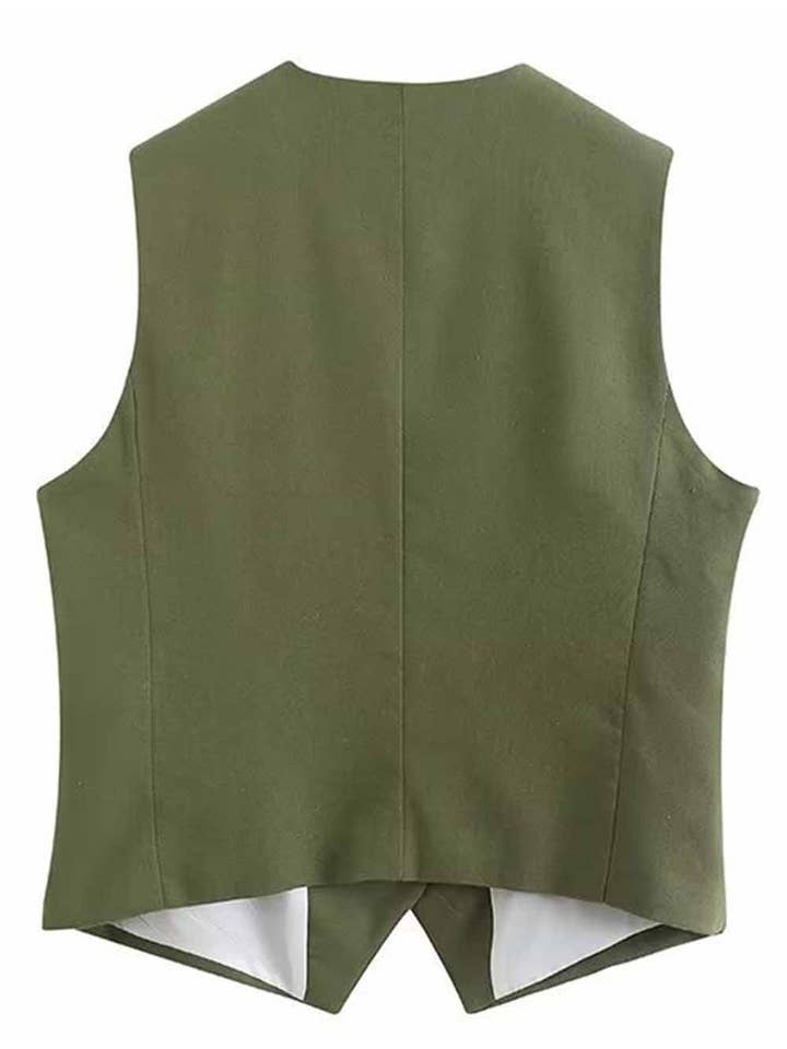 Sweetkama - Wholesale Suit Vest - Women's - Ladies Solid Color Sleeveless Button Cami K277883