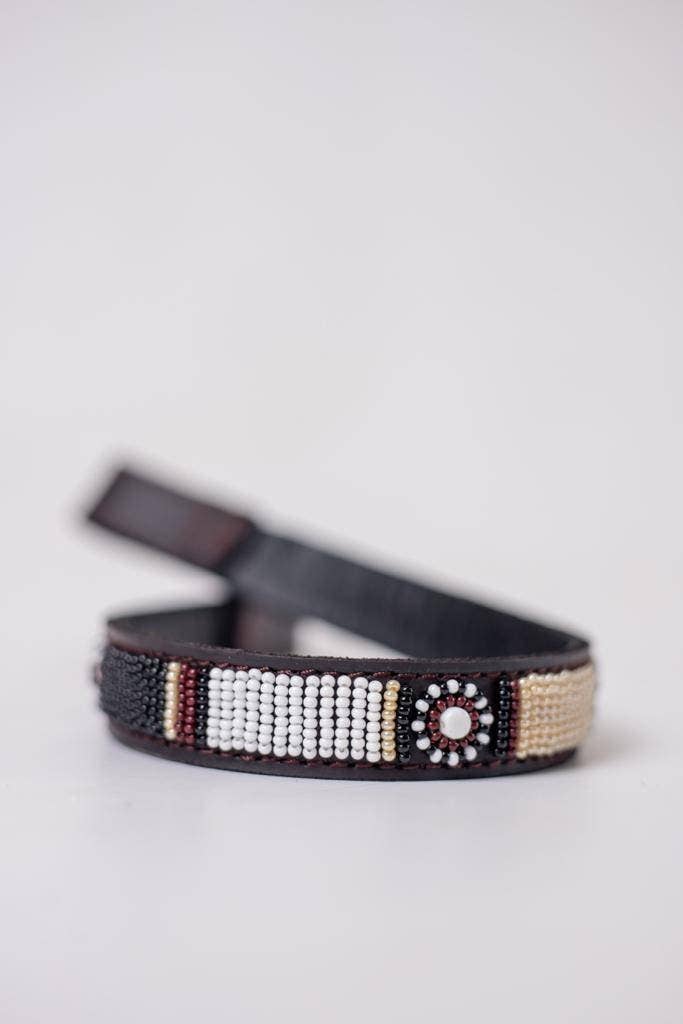 MAASAI CHIEF - Wholesale Pet Collar - Cat/Dog - Browband,Leather beaded Horse Browband, Maasai browband2