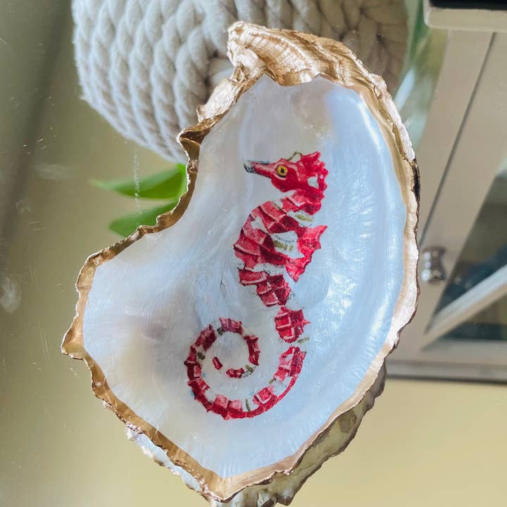 Oyster Shell trinket Dish, Seahorse Oyster Trinket Dish for wholesale by Shells by Shea