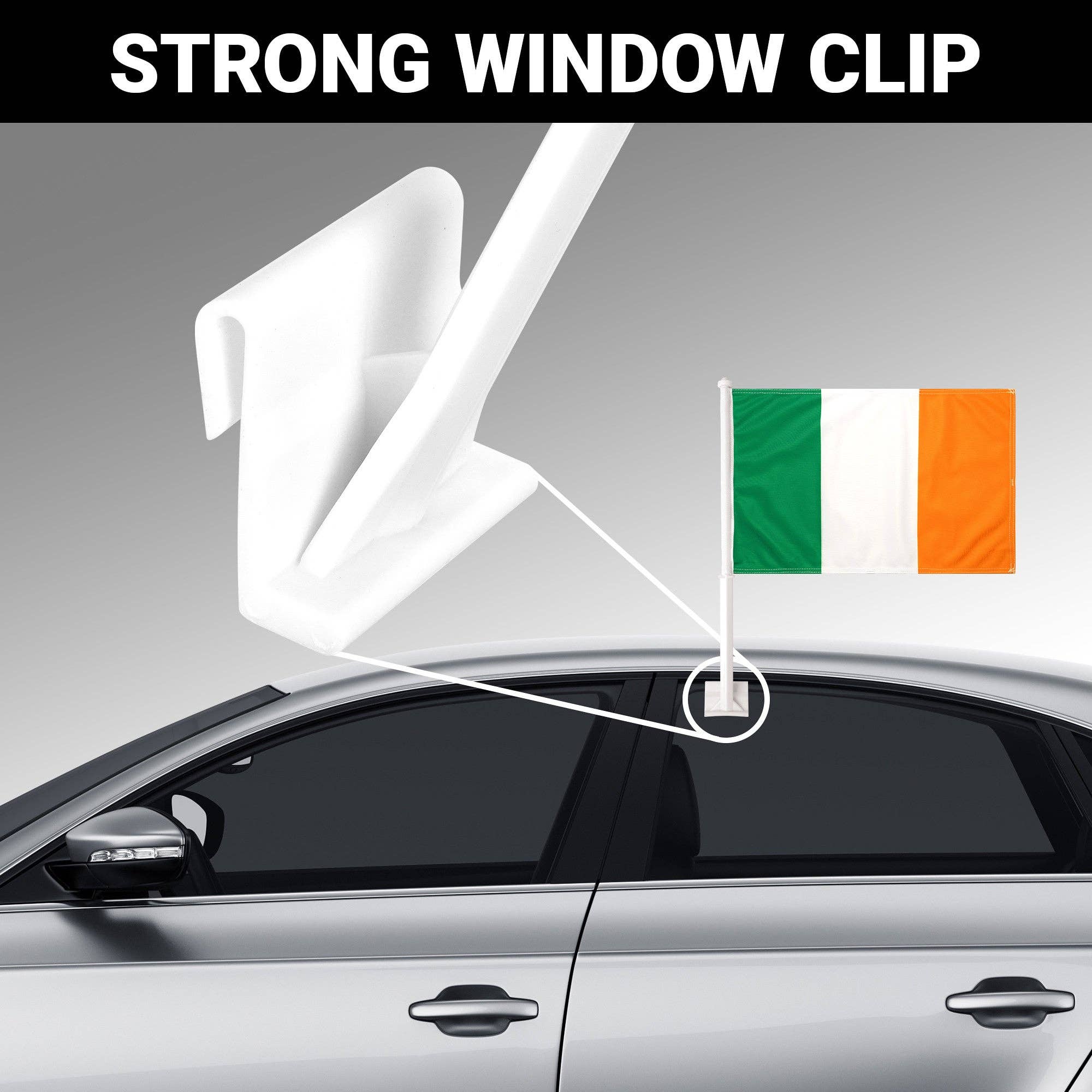 G128 - Wholesale Flag - G128 2 Pack: Ireland Irish Car Flag | 11x17 In | Double LiteWeave Pro Series Double Sided Printed 150D Polyester | Flagpole Included | Perfect for Festival Celebrations, Parades6