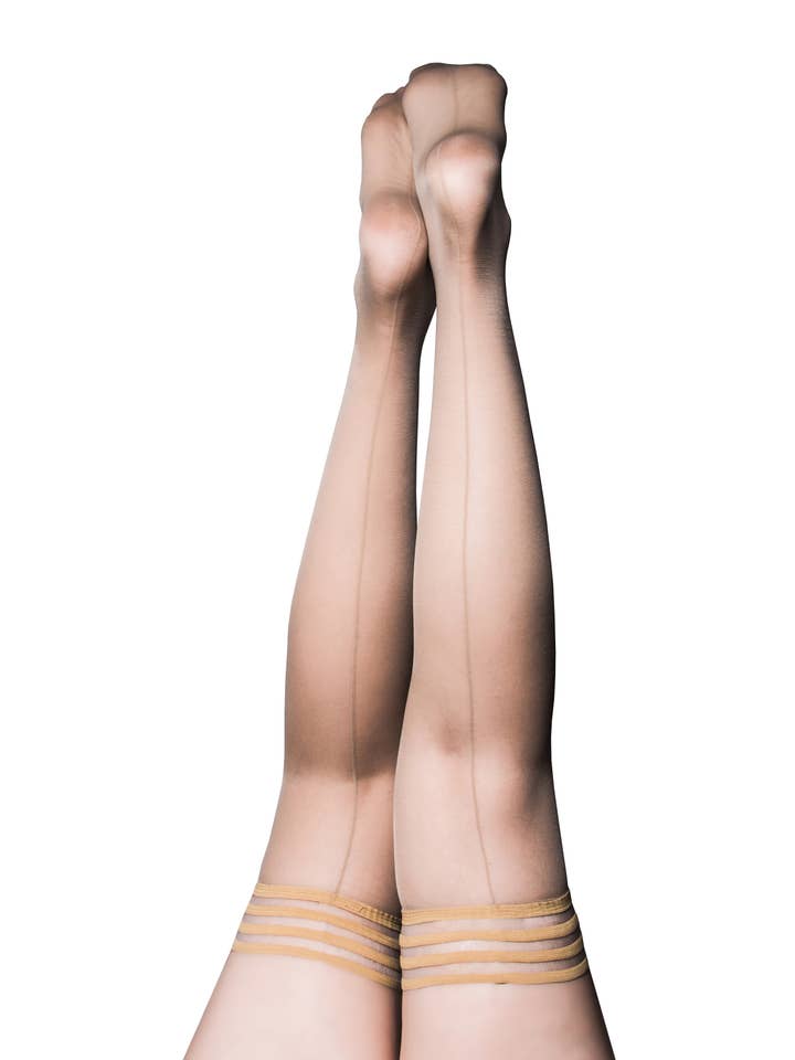 Kix'ies - Wholesale Stockings - Women's - Hosiery- Vanessa Beige Back Seam Sheer Thigh-Highs Stockings
