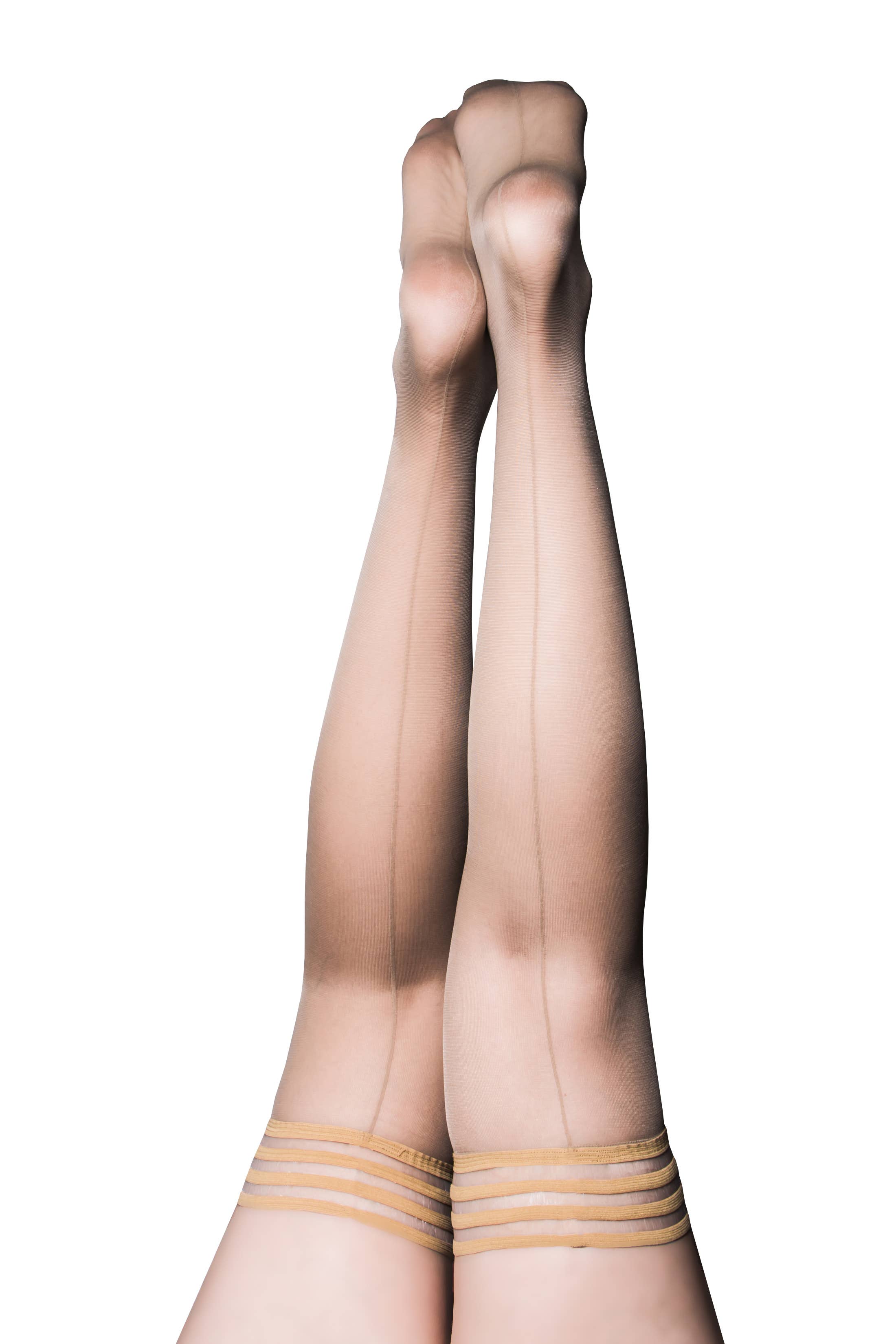 Kix'ies - Vendita all'ingrosso Autoreggenti e collant - Donna - Hosiery- Calze autoreggenti trasparenti con cucitura posteriore beige Vanessa