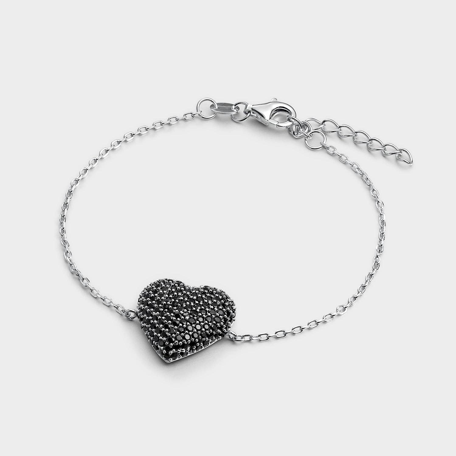 Itemporality - Wholesale Charm/Dangle Bracelet - Black pavé heart bracelet0