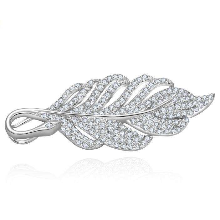 Bridal Brooch,Leaf Brooch,Luxury Brooches,CZ Crystal Brooch for wholesale by Gaia Fashion Inc