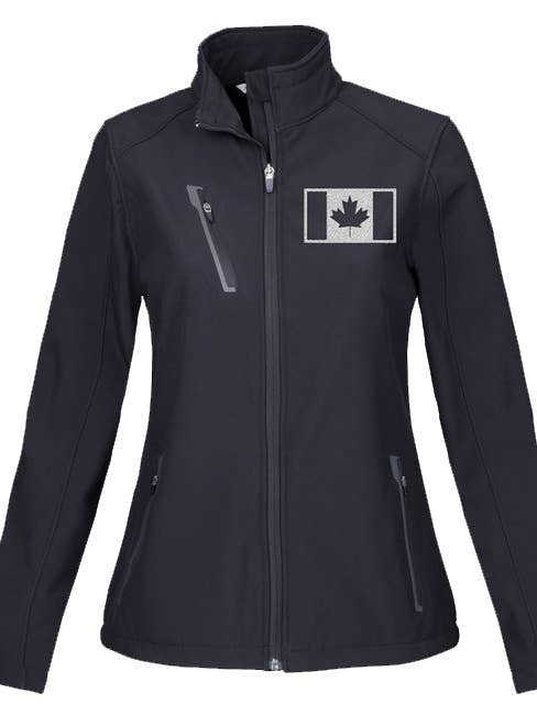 Chaqueta softshell para mujer con bandera militar bordada para venta al por mayor de Canada for Victory