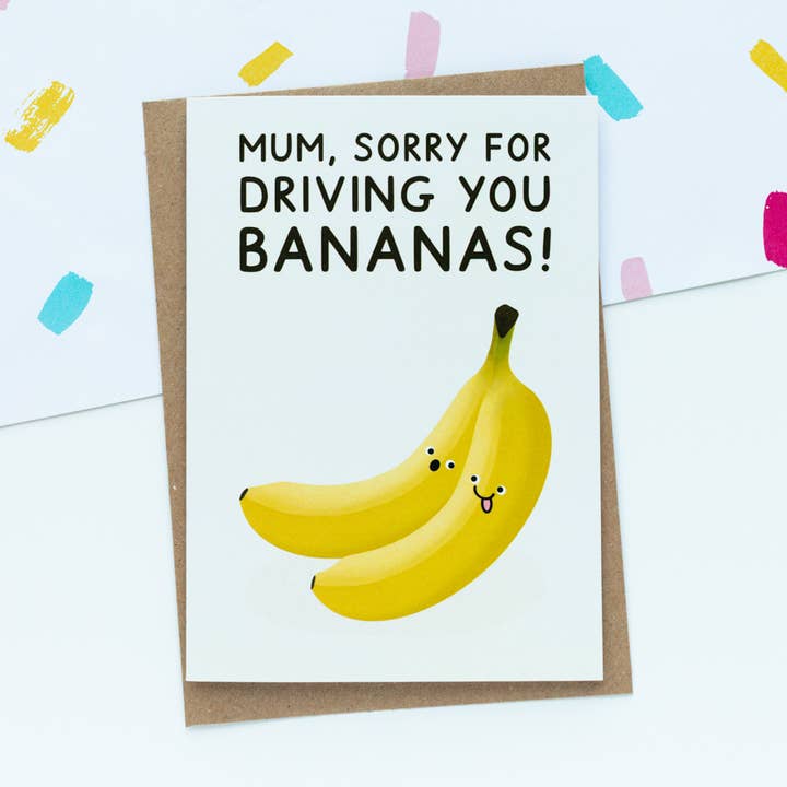Mum Driving You Bananas Greeting Card | Mother's Day for wholesale by Jeff and the Squirrel