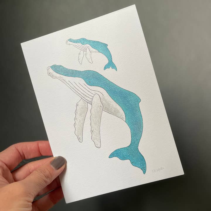 Nicole Bennion Illustration - Wholesale Art Print - Whale Hello Baby Art Print1