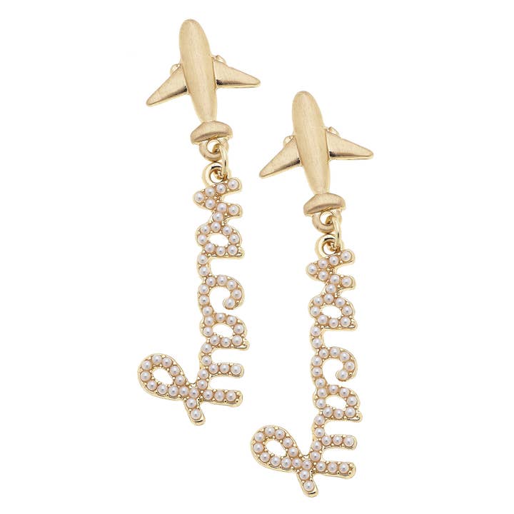 Canvas Style – wholesale Hängande örhängen – Jet Setter Pärlprydda "Vacay"-Örhängen i Glänsande Guld