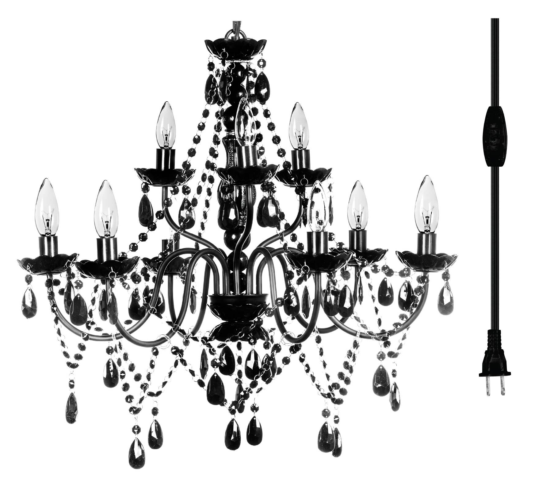 black plug in chandelier