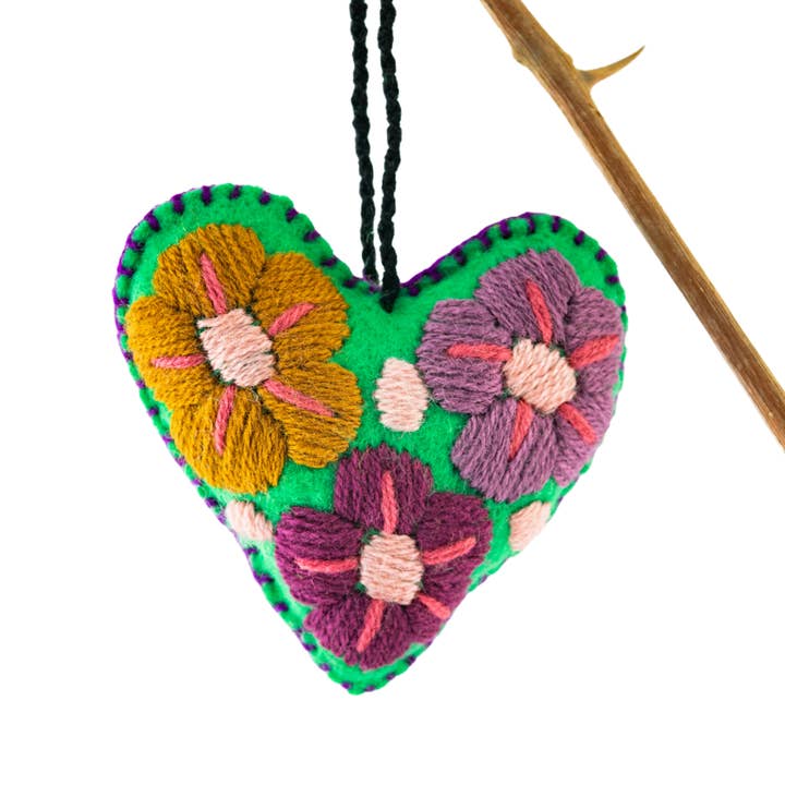 Lumily - Wholesale Retailer Sample - Home Decor - Pick Color! Corazon Heart Embroidered Handmade Valentine's Day Gift Ornament - Mexico4