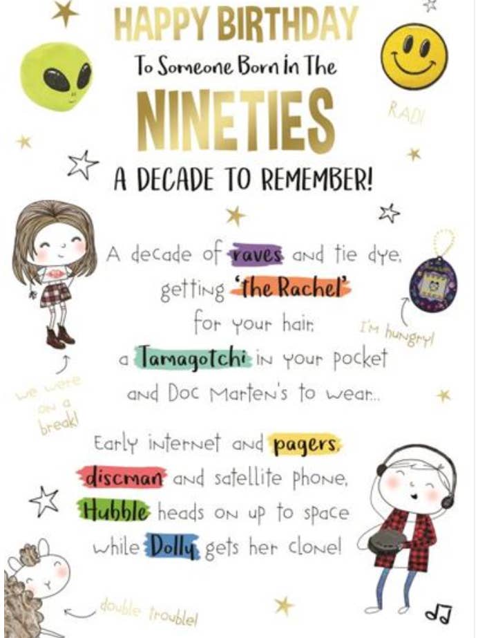 BORN IN THE NINETIES for wholesale by Kingfisher Cards