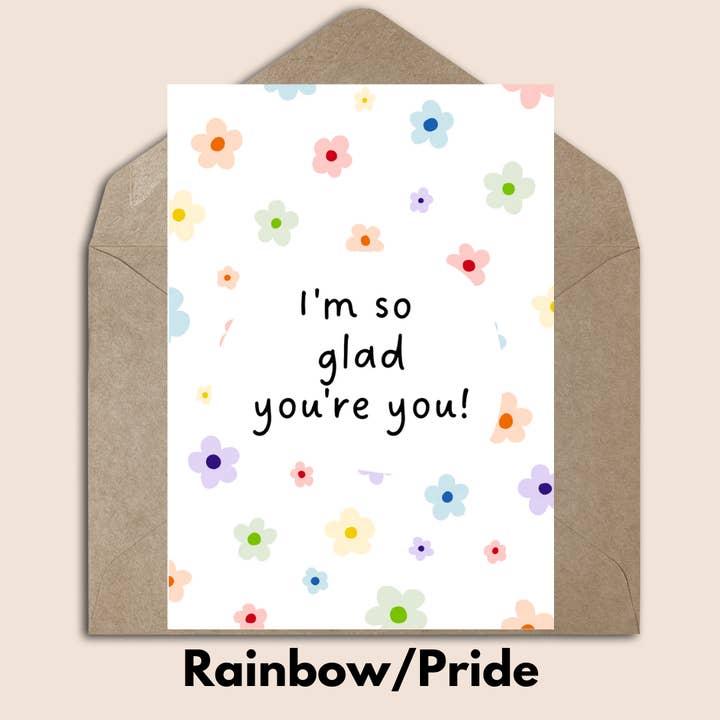 Carte de vœux Pride à motif floral LGBTQ+ - Coming Out Wish pour la vente par Studio Mo