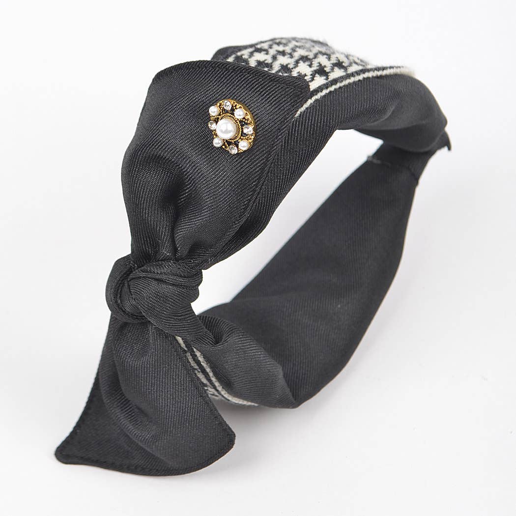 3AM BY H&D ACCESSORIES - Vente Bandeau – femme - Bandeau à nœud en matériaux mixtes avec perle4