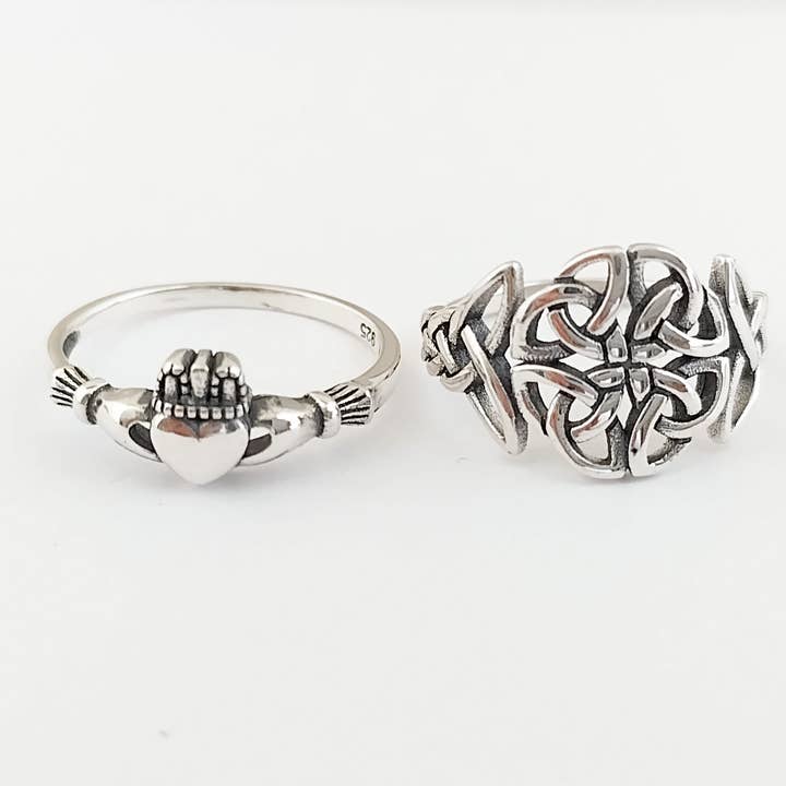 Piccadilly Pendants - Wholesale Jewelry Set - Sterling Silver Irish Claddagh Ring Set