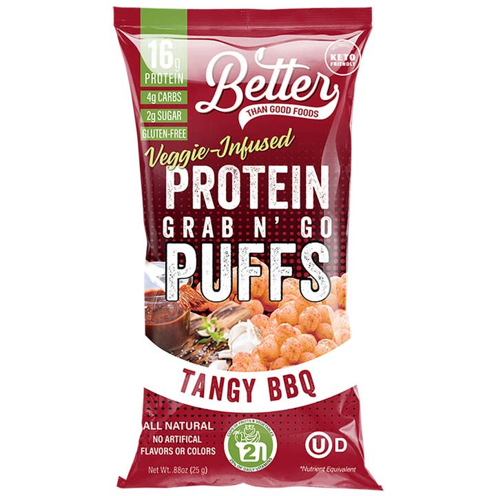Better Than Good Foods - Wholesale Puffed Snack - BTG Keto Protein Puffs - 8pk Tangy BBQ