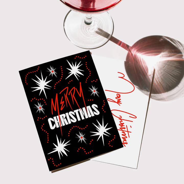 Glædelig jul - BOOM stjernedesign. Julekort. Blk for engroshandel hos Kiki Gunn