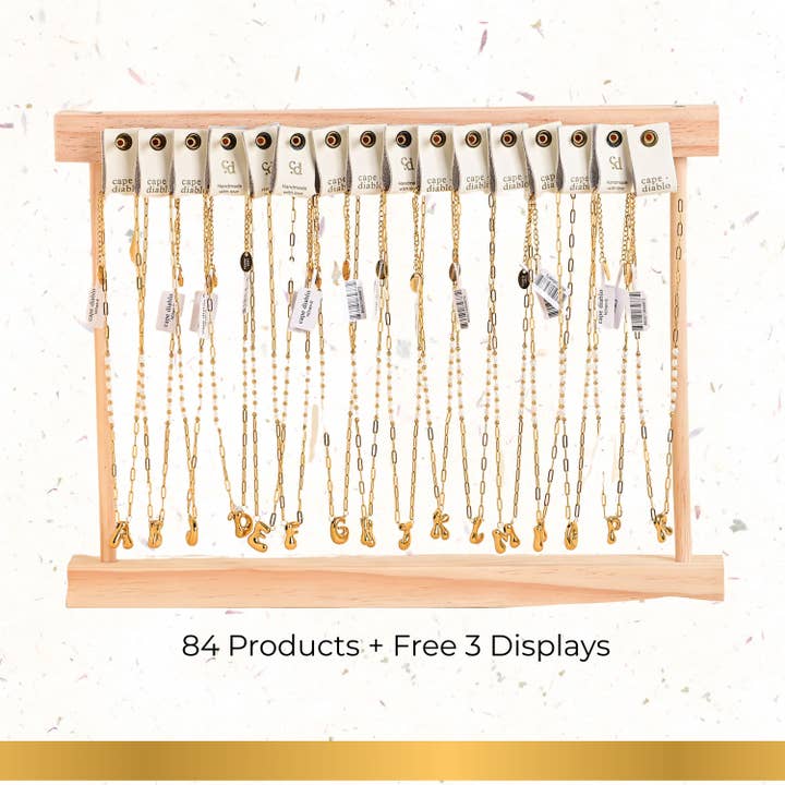 84 Chic Bubble Pearl Initial Chain Necklace Pack for wholesale by Cape Diablo