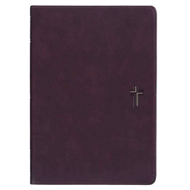 Bible dévotionnelle NLT pour homme en similicuir avec croix marron noyer pour la vente par Christian Art Gifts