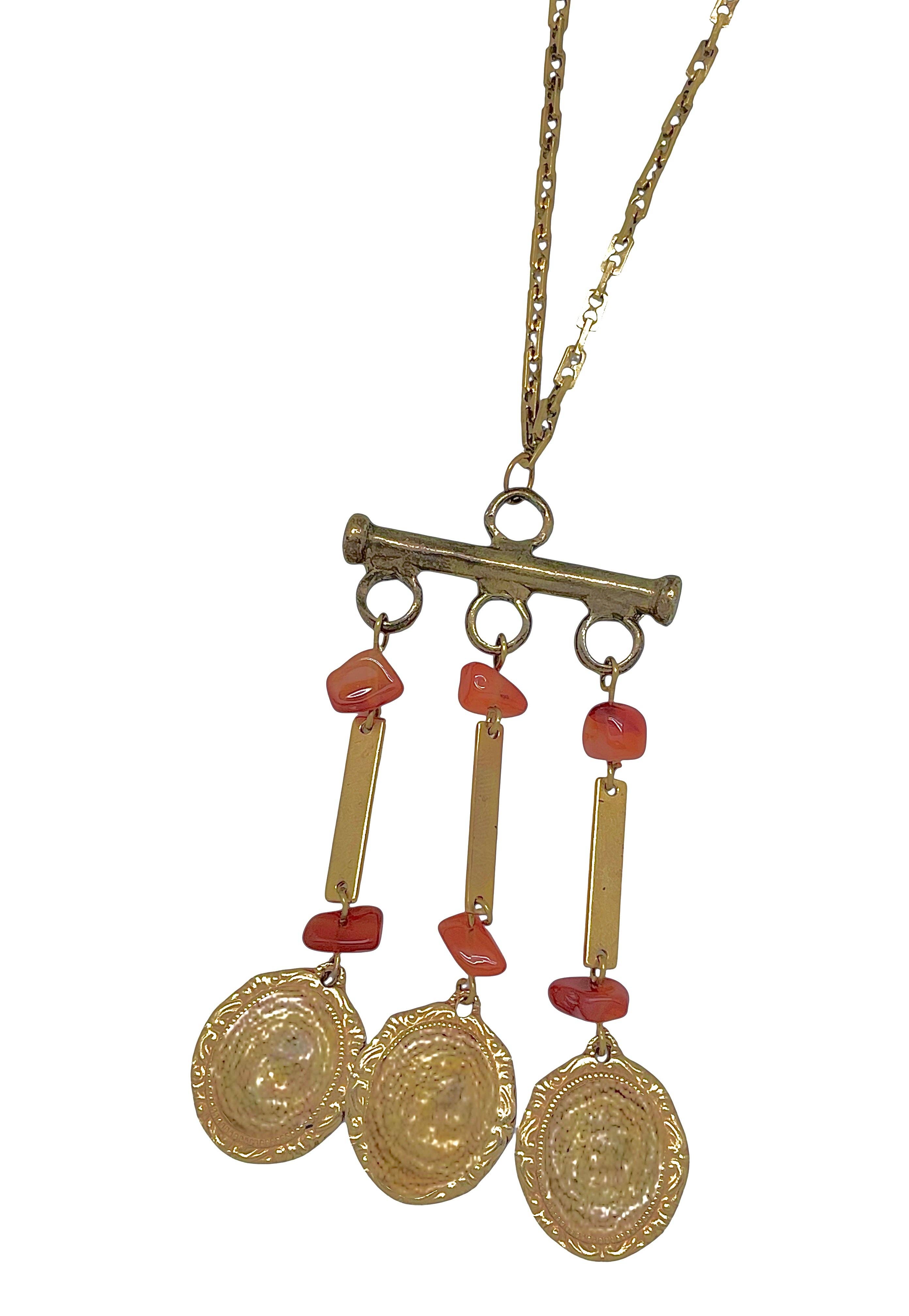 Gloria Mago - Wholesale Pendant/Charm Necklace - Long Carina necklace with vintage charms in gold-plated brass2