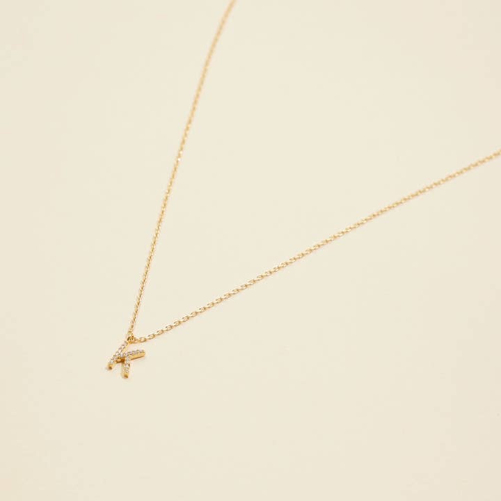 Lilla Haven - Wholesale Pendant/Charm Necklace - 12 Pack of Cubic Zirconia Initial Gold Dipped Necklaces7