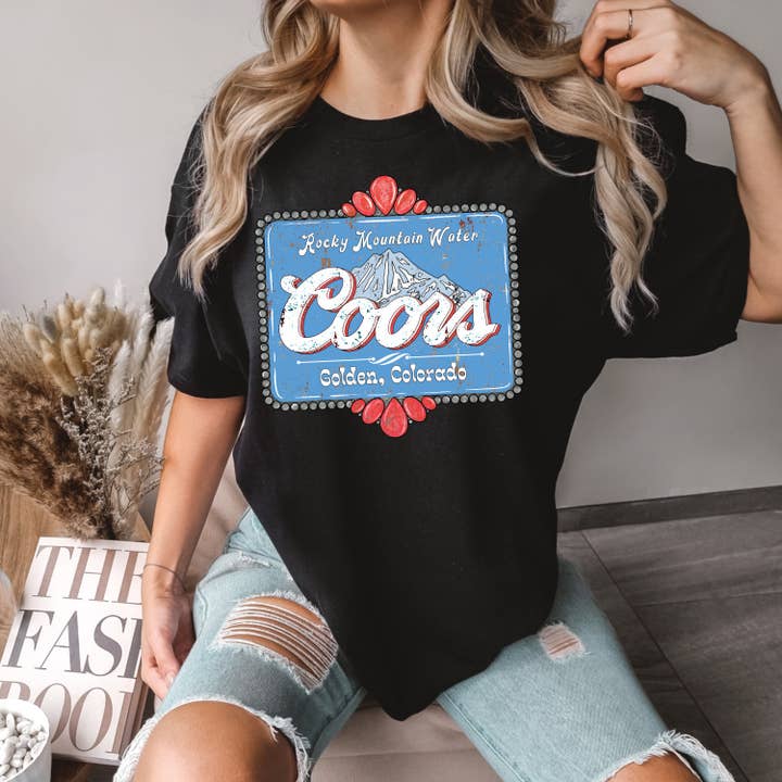 RODEO BEER-TURQUOISE BLUE (GRAPHIC TEE) 1305 for wholesale by Raging Phoenix