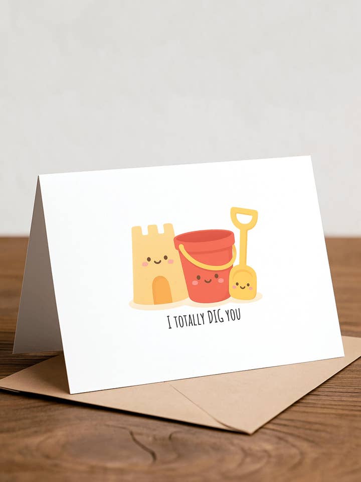 Carte de vœux "Je te creuse" : Carte d'amour pleine de jeux de mots pour la vente par Chewy Lemon Studio