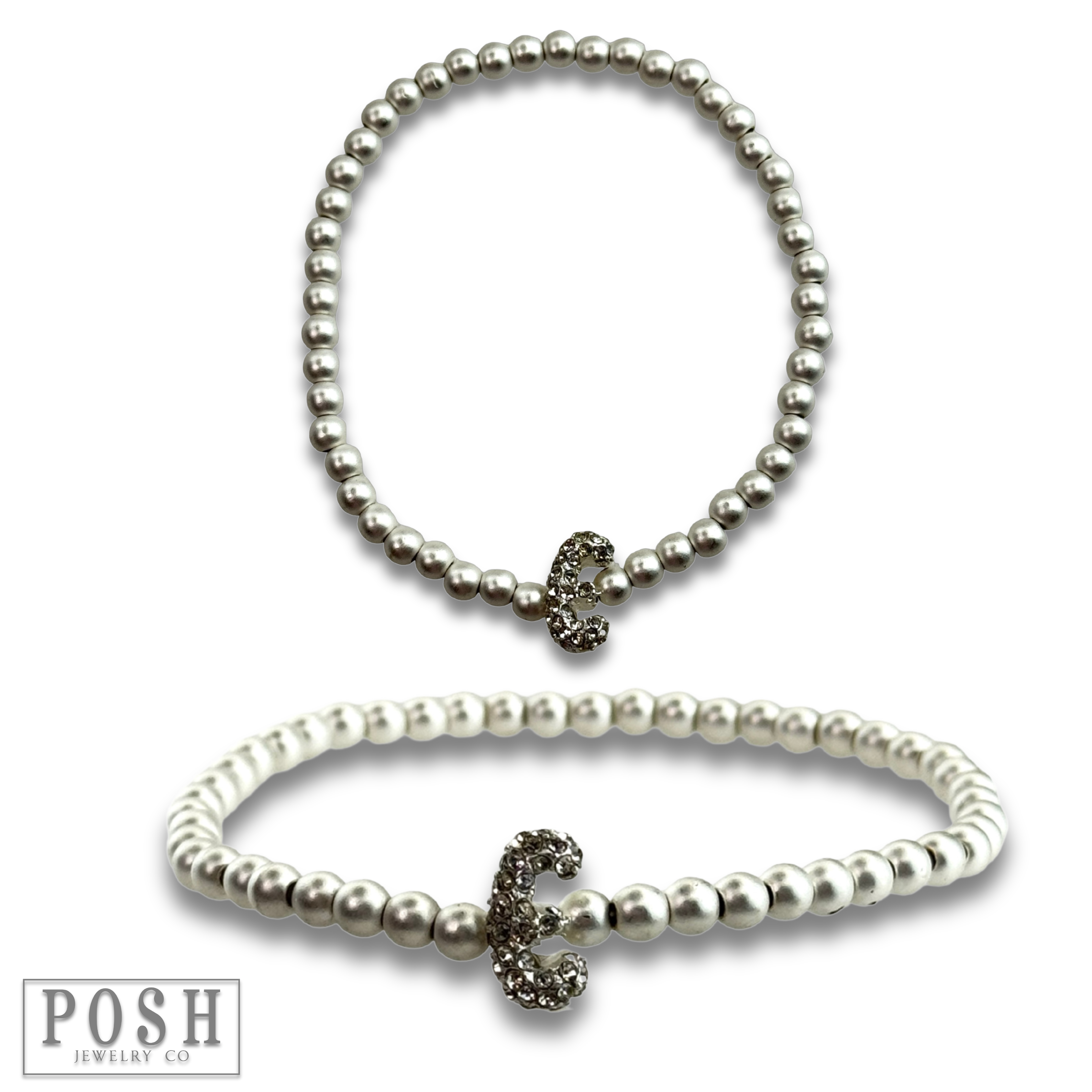 Pink Panache Brands - Wholesale Beaded Bracelet - Bead bracelet with rhinestone inital9