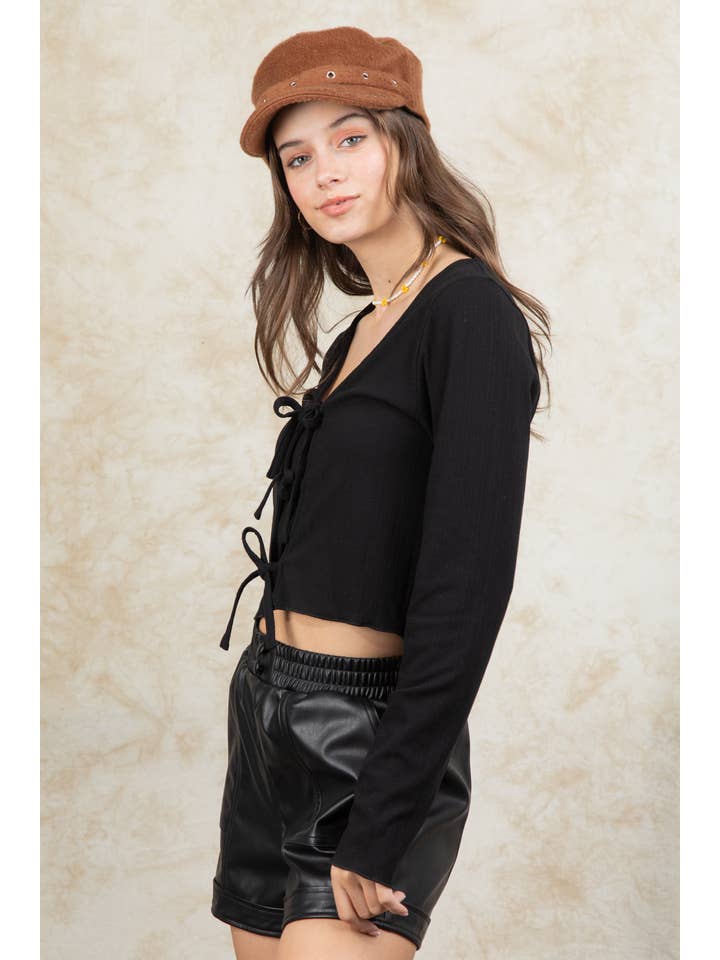 VERY J - Wholesale Knit Top - Women's - VT15148-3-Strap Tie V Neck Crop Top12