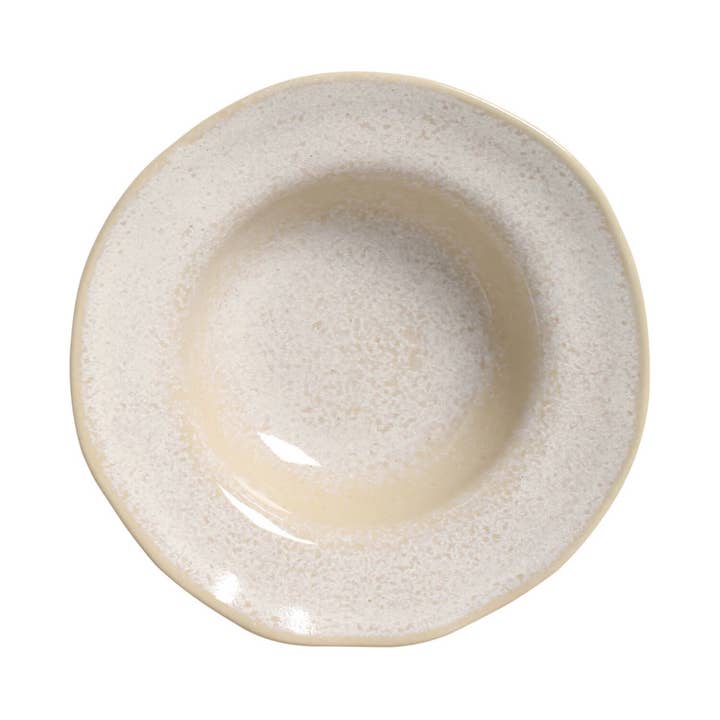 Ivory Deep Rim Plate Stoneware 7.48 x 2.17" Latte for wholesale on Faire