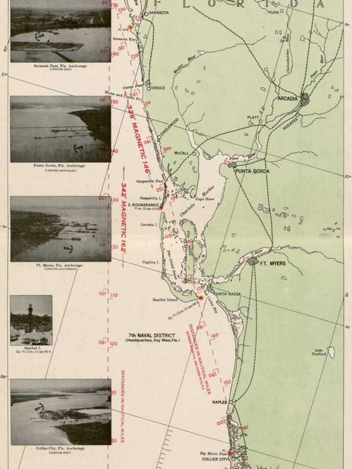No. V-240 Key West - Cedar Keys, FL, 1st Ed. from Sectional Aeronautical Charts 1927 for wholesale by Relic Map Co.