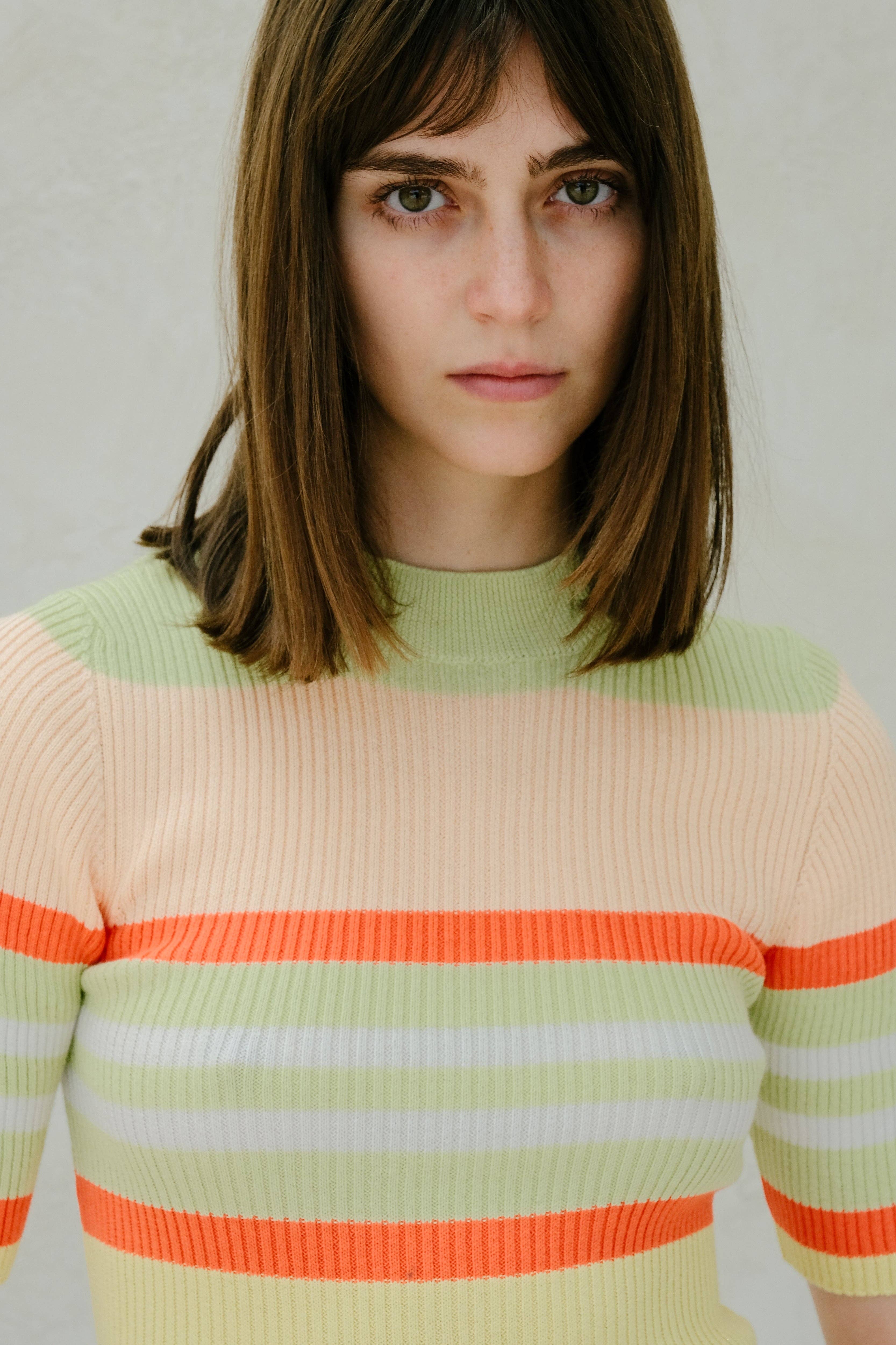 Lèmme - Vente Haut en maille – femme - T-shirt côtelé à rayures en coton Pima2