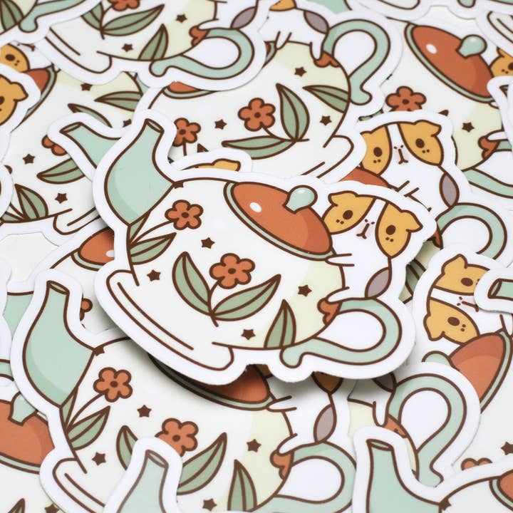 Noristudio - Wholesale Sticker - Bubu and Tea Pot Vinyl Sticker
