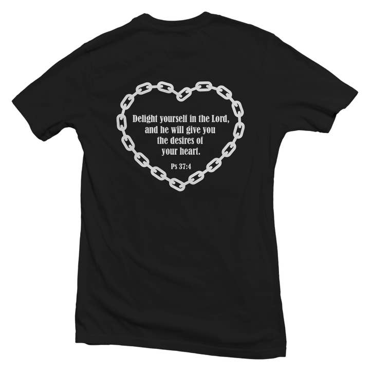 "Heart Chained To Scripture" Tee - Black for wholesale by Desire Is Energy