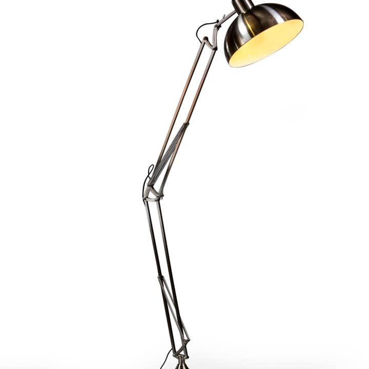 Brushed Steel Extra Large Classic Desk Style Floor Lamp for wholesale by McGowan & Rutherford Ltd