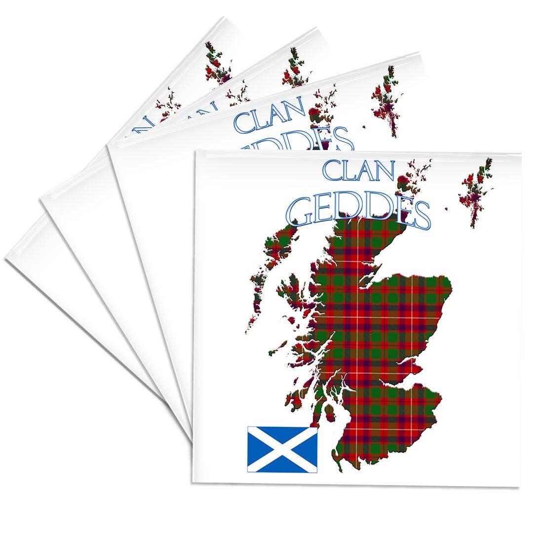 3dRose - Vendita all'ingrosso Sottobicchiere - 3dRose, Contorno della Scozia con il tartan del clan familiare Geddes., Sottobicchiere0