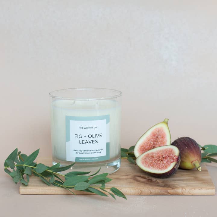 Classic Candle: Fig + Olive Leaves for wholesale by The Worthy Co