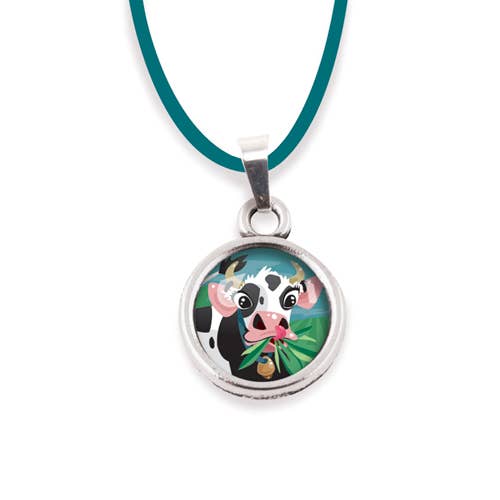 Silver surgical steel children's necklace - cow for wholesale by Les Minis d'Emilie Fiala