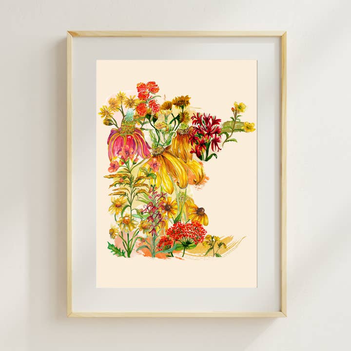 Fall Wildflower Watercolor Print Botanical Wall Art for wholesale by Wild Botanical Atelier
