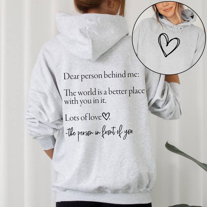 Refinery Number One LLC – Großhandel Hoodie – Damen – Liebe Person hinter mir, Herz, Positivität, Freundlichkeit, geistiges H