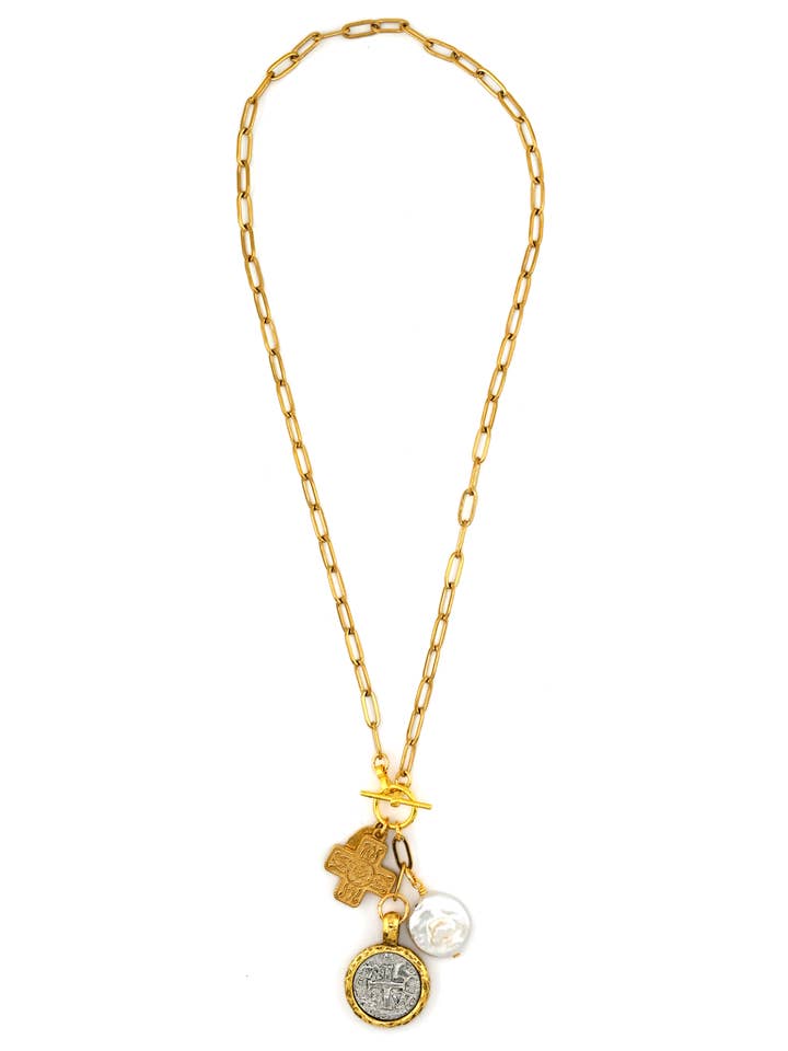 Sharona Front Toggle Charm Cluster Necklace for wholesale by Julio Designs
