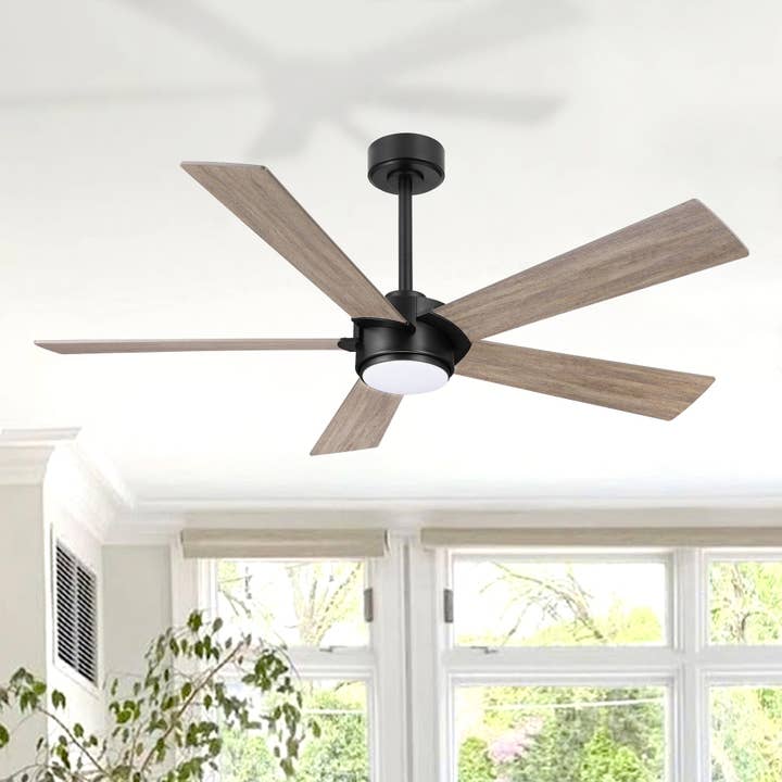 Ventilateur de plafond 52" moderne à 5 pales avec lumière LED intégrée pour la vente par Brio Lighting