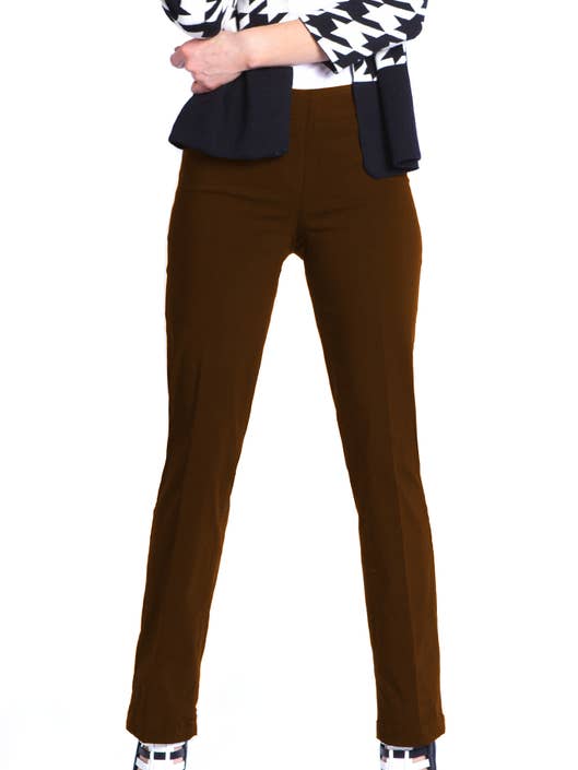 PULL ON WOVEN RELAXED P/O BROEK - CHOCOLADE voor wholesale door Slimsation