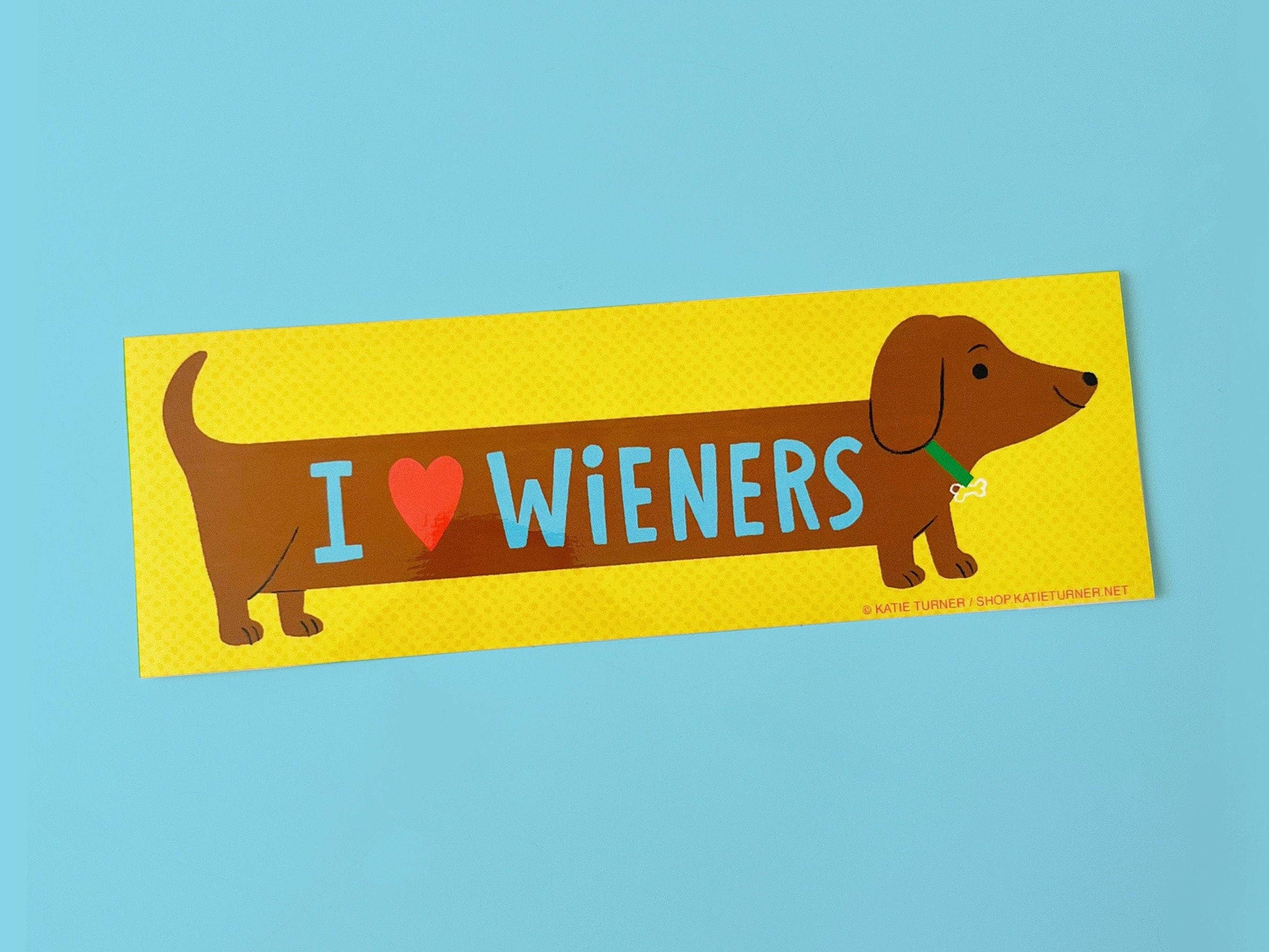 Katie Turner Illustration - Wholesale Sticker - I Love Wieners Vinyl Bumper Sticker0