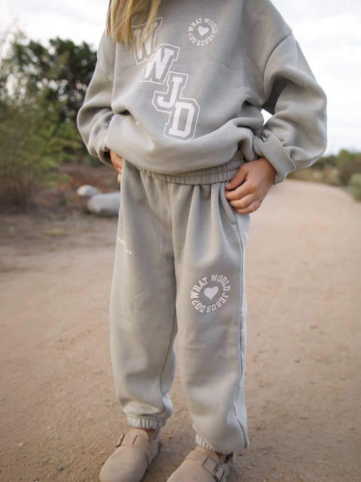 WWJD Varsity Kids Sweatpant for wholesale by Elevated Faith
