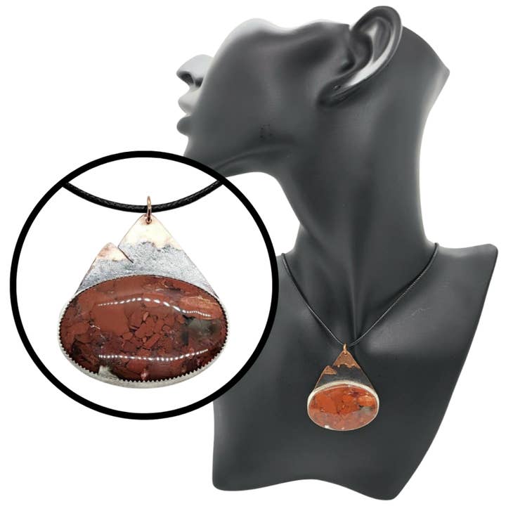 Mixed Metal Red Brecciated Jasper Mountain Pendant for wholesale by Bella Ornamenti