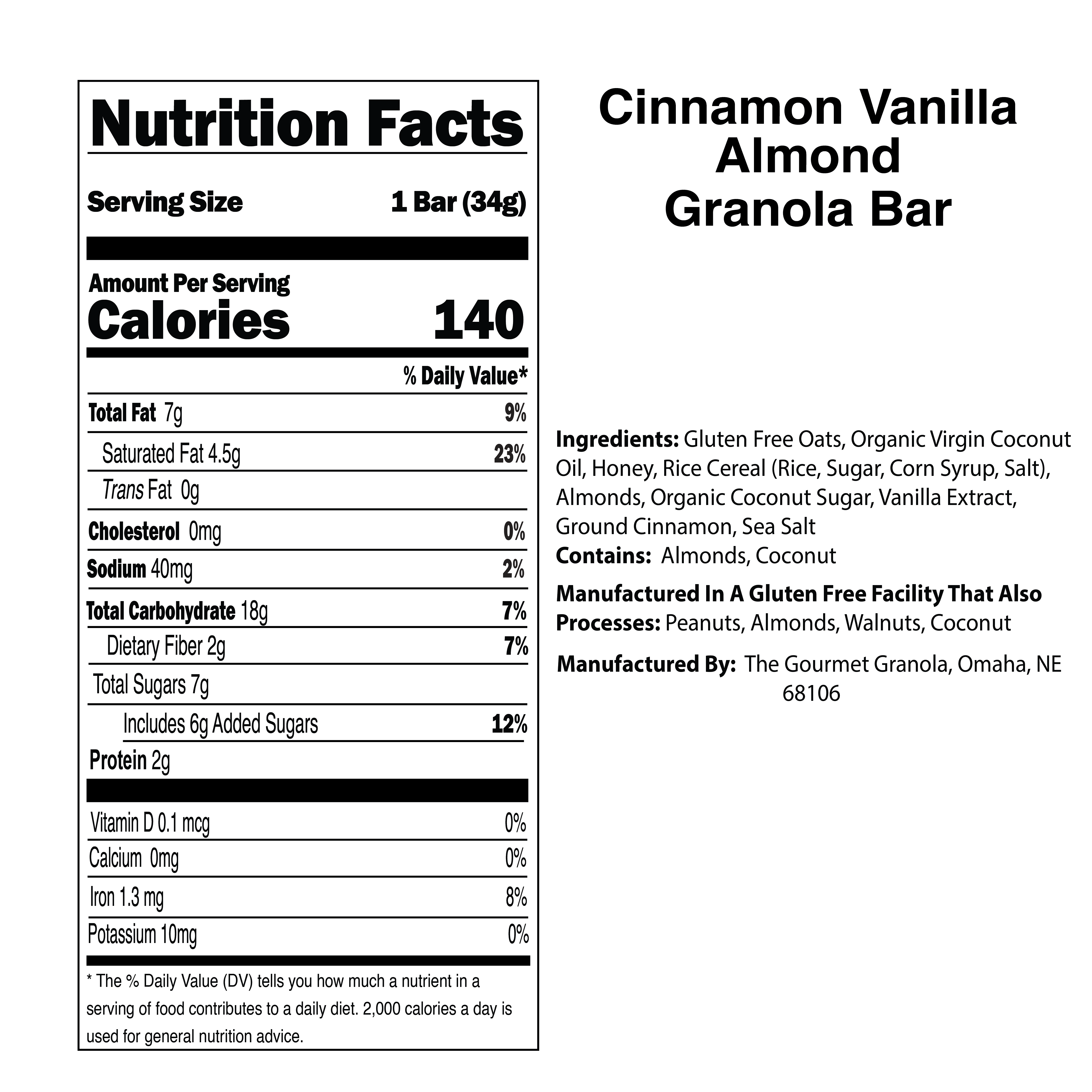 The Gourmet Granola - Wholesale Snack Bar - Cinnamon Vanilla Almond Granola Bars - 6 Pack Box5