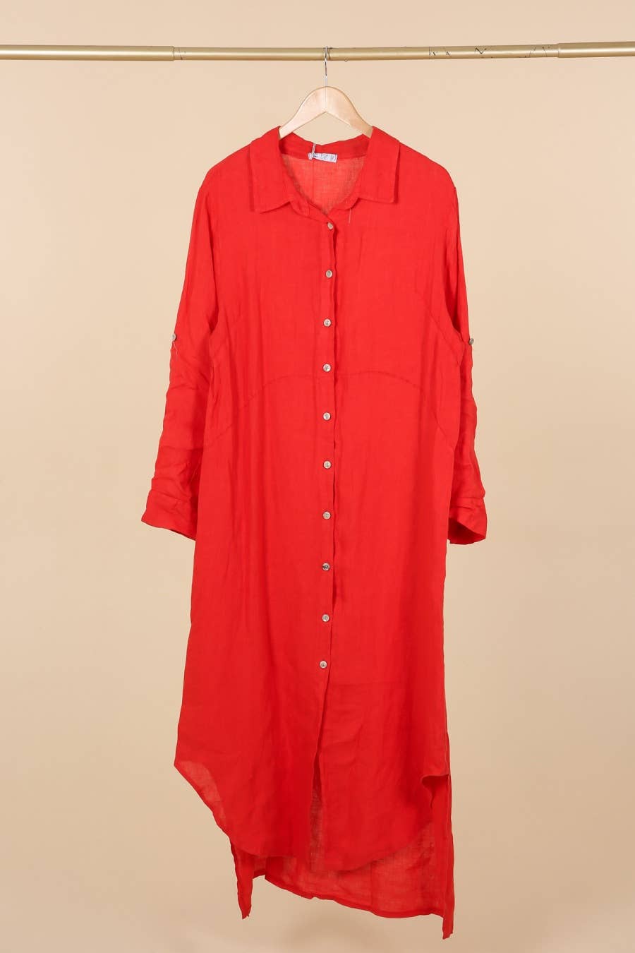 la maison des fibres naturelles - Wholesale Button Down Shirt - Women's - Long shirt dress 68036 100% LINEN26