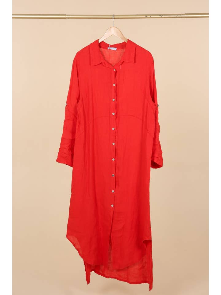 la maison des fibres naturelles - Wholesale Button Down Shirt - Women's - Long shirt dress 68036 100% LINEN47