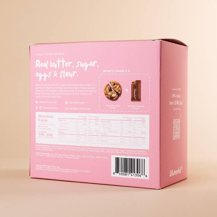 Glutenful - Wholesale Cookie - 4-Pack Chocolate Chip Cookies with Drizzle Packets1